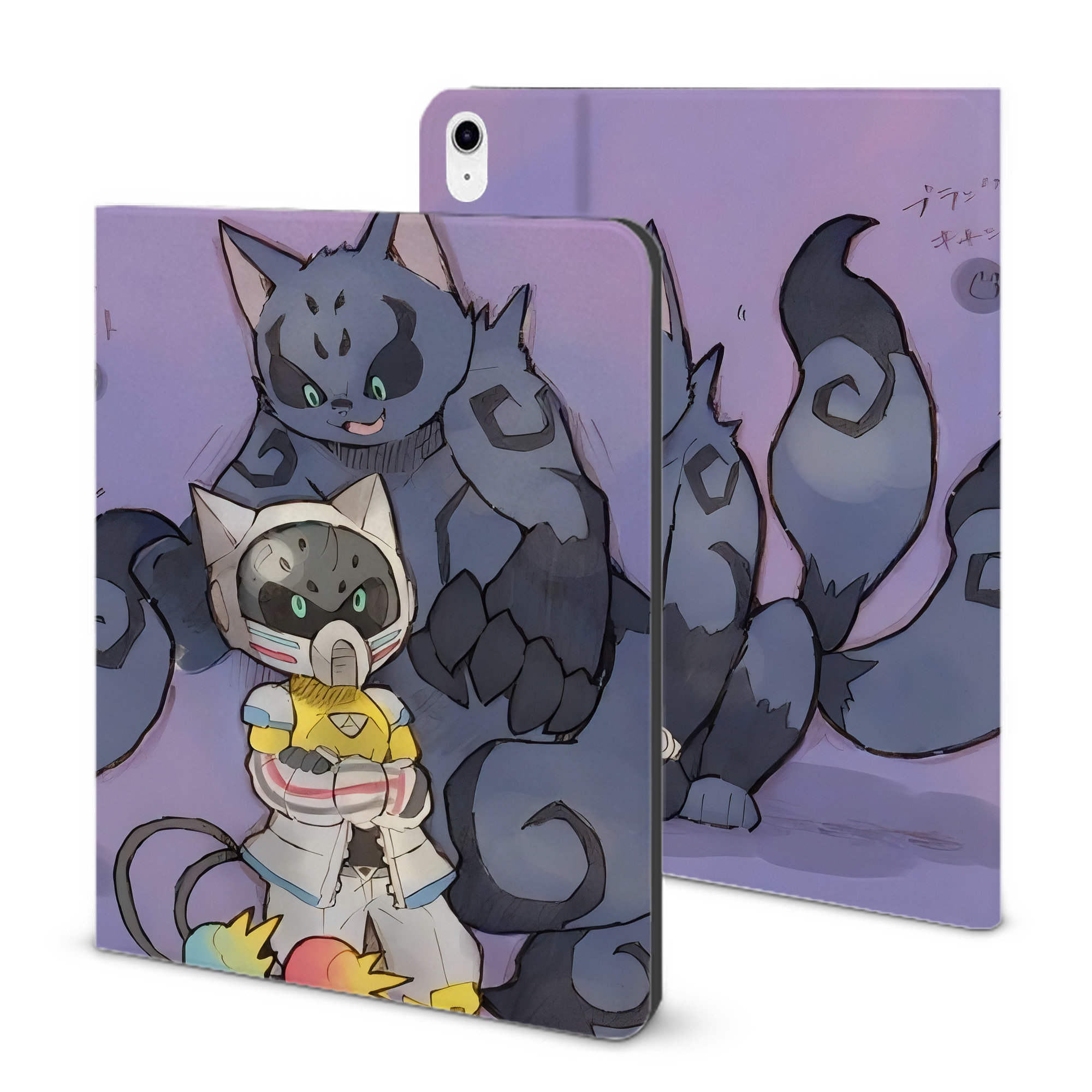 （画像用） 妖怪ウォッチ Yo-kai Watch IPad ケース ブック型 PUレザー TPU 耐衝撃 軽量 薄型 ペン収納なし 全面保護 IPad 各モデル対応